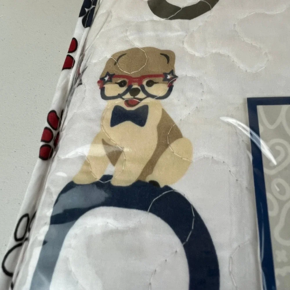 Pet Lovers Quilt Set TWIN Patriotic Dogs Trucks Red White Blue Sham USA Flag